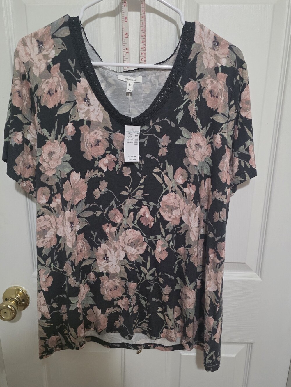 Maurices Gray Tee with Blush Floral V-Neck